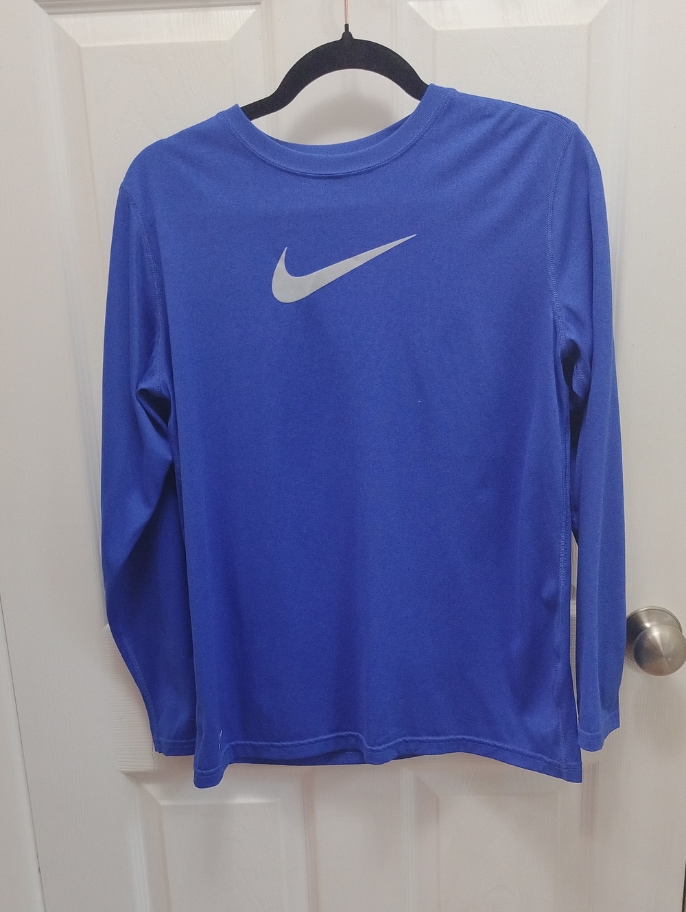 Nike Royal Blue Long-Sleeve Performance Tee with Reflective Swoosh